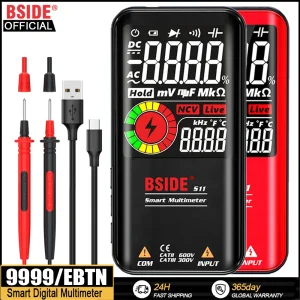 Multimetro digitale BSIDE Tester per elettricisti intelligenti carica USB T-RMS DC capacità di tensione ca Ohm Hz NCV Multitester professionale