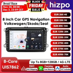 8 ” Hizpo 2Din Android13 Autoradio per Volkswagen VW Skoda Octavia Golf 5 Touran Passat B6 Polo Jetta Amarok Auto CarPlay GPS RDS