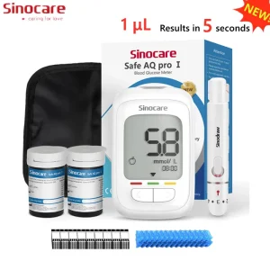 Sinocare Safe AQ pro Ⅰ Misuratore di glicemia Kit glucometro Tester per il diabete Misuratore medico di zucchero nel sangue o solo strisce reattive Lancette