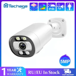 Telecamera H.265 4K Ai POE 5MP 8MP con comunicazione bidirezionale, rilevamento persone, per esterni, per sistemi di videosorveglianza CCTV.