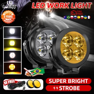 CO LIGHT Nuovo Arrivo 4 pollici Mark Moto LED Lavoro Fendinebbia Stroboscopico Con Filo Per BMW Yamaha Luce Ausiliaria Assemblie 9-80V