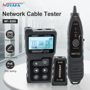 NOYAFA NF-8209 Tester per cavi di rete Localizzatore di cavi Ethernet Poe Checker Display LCD Misura lunghezza Wiremap Tester Strumenti di rete