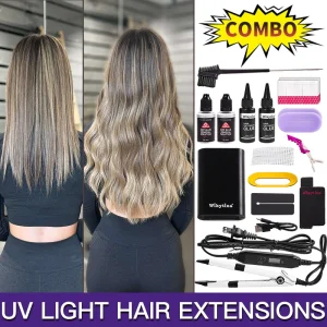 Kit di Extension per Capelli con Luce UV WIKYTINA 2026, Macchina Professionale per Extension Capelli con Luce V, Strumenti Professionali, Colla per Extension