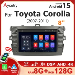 Autoradio Android 15 con Carplay Wireless e Android Auto per Toyota Auris Corolla 2006-2012, Stereo 2din, Lettore Multimediale BT