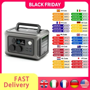 ALLPOWERS Centrale elettrica portatile R600, batteria LiFeP04 da 299 Wh con 2 prese CA da 600 W (1200 W) per campeggio all’aperto, camper, casa