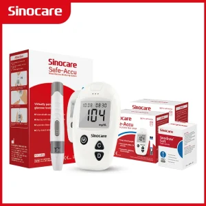 Sinocare Safe-Accu Misuratore di glicemia Kit glucometro Tester per il diabete 50/100 Strisce reattive Lancette Misuratore medico di zucchero nel sangue