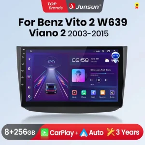Juns Jol CarPlay Android Auto Autoradio per Mercedes-Benz Vito 2 W639 Viano 2 2003-2015 GPS Sistemi Intelligenti Stereo Multimediale