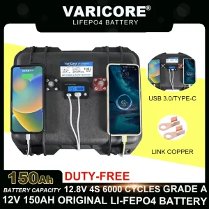 12v/12.8V 150Ah 100Ah LiFePO4 Batteria 4s Multifunzionale Valigia Portatile Batterie per carrello da golf Inverter Auto Accendino Tax Free