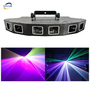 Proiettore laser a scansione a colori a 6 lenti a forma di ventaglio da discoteca DMX512 RGB Effetto scenico Luce laser DJ Disco Party Dance Floor Bar