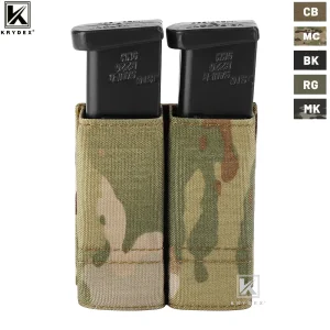KRYDEX Custodia tattica doppia per caricatore da 9 mm a doppia impilatura.40 45 Custodia porta pistola ACP compatibile con cintura di servizio e MOLLE