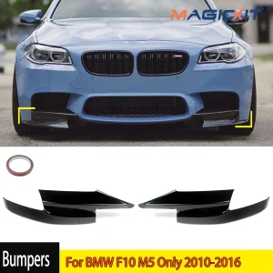 Coppia splitter angolare per labbro paraurti anteriore nero lucido solo per BMW F10 M5 2010-2016