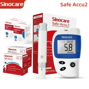 Glucometro Sinocare Safe Accu2, 50/100 Strisce Reattive, Misuratore di Glicemia, Monitor per Test del Glucosio nel Sangue, per Diabete o Test della Glicemia
