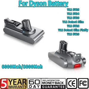 Per Dyson V12 25.2V 6.0Ah /8.0ah Batteria di ricambio Aspirapolvere Batteria per V12 Serie SV20 SV30 SV34 SV35 Aspirapolvere