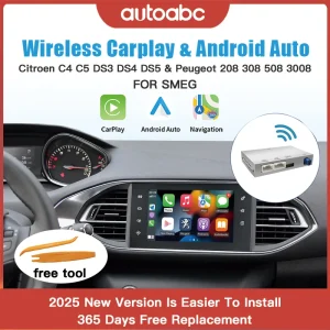 AUTOABC Wireless Carplay Android auto per Peugeot 208 308 508 3008 Citroën C4 DS3 DS4 DS5 SMEG MRNMotocamera multimediale