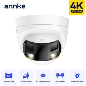 ANNKE 180 ° 8MP DUO POE Dual Lens Wide View Outdoor Video POE Camera,4K AI Human Detect,8MP Security CCTV Camera Smart Home
