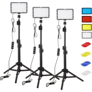 Pannello luminoso video da 6 “LED 5600k Illuminazione fotografica Kit lampada da studio fotografico per riprese in streaming live Youbube con filtro RGB per treppiede