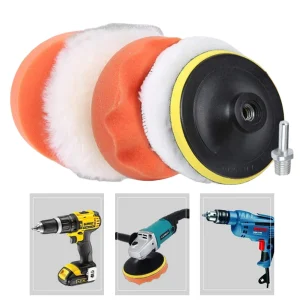 Kit spugna per tampone per lucidatura per auto da 3/4/5 pollici Lucidatrice riutilizzabile per lucidatrice Tamponi per cera Lucidatrice per ruote da trapano