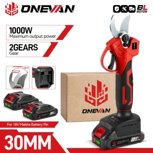 Forbici elettriche da potatura ONEVAN 1000W 30MM senza spazzole, con cavo a 3 pin, senza fili, per batterie Makita 18V.