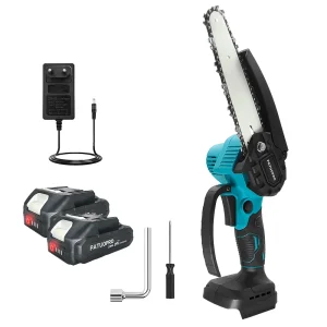 PATUOPRO Mini sega a catena elettrica senza spazzole da 6 pollici Home Cordless Lavorazione del legno Attrezzi da giardino Taglierina per legname adatta a batteria Makita 18V