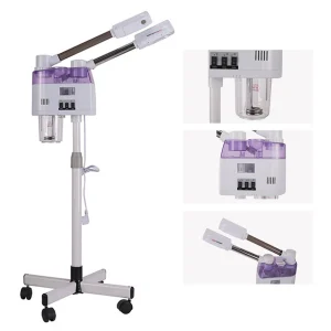 Vaporiera facciale con spruzzo caldo e freddo, serbatoio da 23 once, altezza regolabile, design a doppia testa per il trattamento della spa domestica