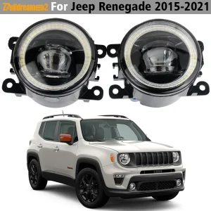 2 pezzi 30W 8000LM LED lente fendinebbia Angel Eye Daylight per Jeep Renegade 2015-2021 Car H11 fendinebbia con DRL 12V