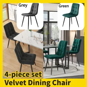 Comanlai 4 pezzi/set sedia da pranzo, sedie imbottite in velluto con schienale, piedini per sedie in metallo, sedia da pranzo, sedie da soggiorno
