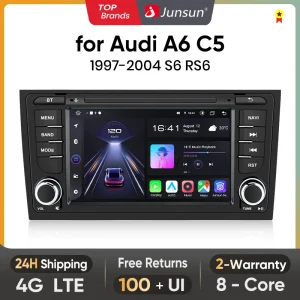 Junsun V1 Android 12 CarPlay Android Auto Radio Per Audi A6 C5 1997-2004 S6 RS6 4G Auto Multimedia GPS 2din autoradio RDS DSP BT