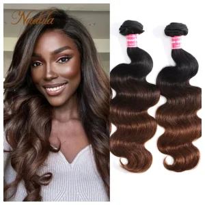 Nadula Hair Chestnut Brown Ombre Body Wave fasci di capelli umani 3 pezzi/4 pezzi fasci di onde del corpo brasiliani del tessuto dei capelli umani vergini