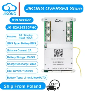 JIKONG BMS JK-B2A24S30P-HC V19 Smart JKBMS 24V 48V con bilanciamento attivo 2A 300A per protezione e bilanciamento batterie Lifepo4 Li-ion LTO