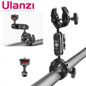 Ulanzi CO17 Metallo Doppia Testa a Sfera Super Morsetto Braccio Magico Clip a Granchio con Foro 1/4 per Dji Gopro Azione Insta360 Telecamera Panoramica