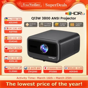 Touyinger Q13W 3800 Ansi Full HD 4K Proiettori Home Theater Video 3G 128G Samrt TV Proiettore per film