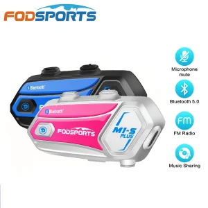 2 pz Fodsports M1-S Plus casco Moto interfono auricolare Bluetooth 8 Riders interfono Moto, condivisione musicale, Radio FM