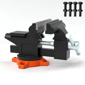 SucceBuy Morsa da banco 4,5″ 6″ 6,5″ multiuso, base girevole e incudine in ghisa resistente per foratura, taglio di condutture, levigatura