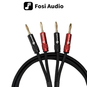 Cavo per altoparlante Hi-Fi intrecciato in nylon di marca Fosi Audio con connettori a banana placcati in oro – 1,8 m*2/0,3 m*2