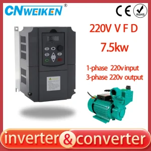 Ingresso 220V a 220V Inverter di frequenza con uscita trifase 7.5KW 10HP 30A Inverter di frequenza ad alte prestazioni per motore trifase