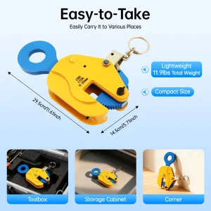 Morsetto di sollevamento per lamiera verticale 1T Morsetto di sollevamento per lamiera di sollevamento per fabbriche di acciaio e cantiere ﻿