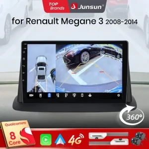 Junsun Qualcomm 8 Core 360 °   Telecamera panoramica CarPlay Android Auto Autoradio per Renault Megane 3 Fluence Samsung SM3 2008-2014
