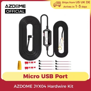 AZDOME JYX04 Kit cavo rigido DVR per auto per M300 Protezione bassa tensione Porta micro USB Cavo di alimentazione ACC 12V-24V in 5V3A Out