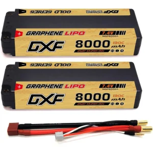 DXF 2S Lipo Batteria 8000mAh 7.4V 130C 5mm T Spina Custodia rigida per 1/10 Buggy Truggy Offroad Barca Auto Barca Camion RACING Elicottero