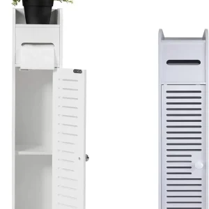 DayPlus Mobiletto da bagno per la casa, con ante e ripiani, mobile per la casa, 16 x 15 x 80 cm