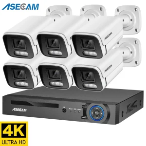 Nuovo sistema di telecamere di sicurezza 4K 8MP Audio Mic CCTV POE NVR AI Color Night Home Video Telecamera di sorveglianza Set esterno
