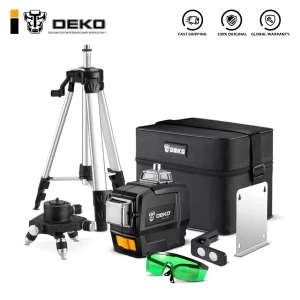 DEKO DKLL12PB serie 12 linee 3D livello Laser verde linee trasversali orizzontali e verticali con autolivellamento automatico, interno ed esterno