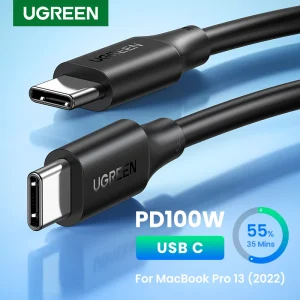 UGREEN PD100W Cavo da USB C a USB C per iPhone 17 16 MacBook iPad Cavo di ricarica rapida 5A 100W Tipo C Cavo PD per caricabatterie rapido USB C