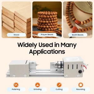 Mini tornio da 100 W, 7 marce regolabile Strumento fai da te Piccolo tornio per legno Fresatura Rettifica Lucidatura 4000-9000 giri/min