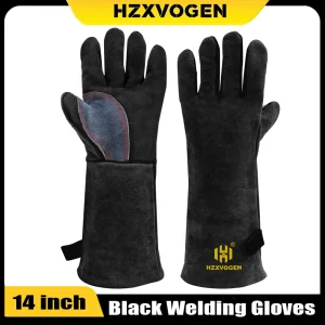 Guanti da saldatura HZXVOGEN da 14/16 pollici per saldatura ARC TIG MIG, barbecue, cucina, fornello, guanti protettivi in pelle resistenti al calore