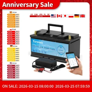 La più recente batteria LiFePO4 12V 100Ah 120Ah 200Ah 24V 100Ah Bluetooth BMS integrato per camper camper carrello da golf fuoristrada fuoristrada fuoristrada solare