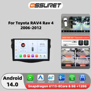 Autoradio Android 4G Octa Core per Toyota RAV4 Rav 4 2006-2012, lettore multimediale, radio per auto, GPS, stereo, Carplay, 6115 HeadUnit