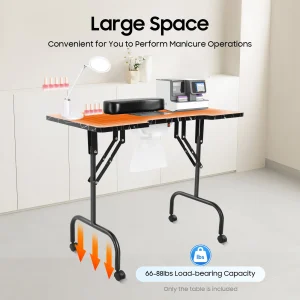 Tavolo per unghie portatile manicure pieghevole scrivania tavolo mobile Independence sia per il salone che per la casa con ventilatore per collettore di polveri