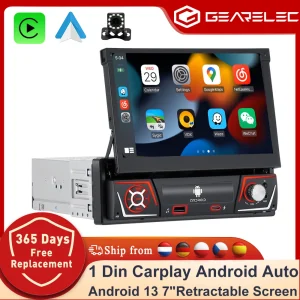 Android 13 Autoradio 1 Din Carplay Android Auto 7 “IPS Schermo retrattile Audio Stereo WIFI GPS FM RDS 2GB + 64GB Lettore video per auto