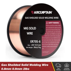 Filo per saldatura MIG solido rivestito con gas ARCCAPTAIN ER70S-6 0,8 0,9 mm 1 rotolo in acciaio al carbonio solido a basso splatter per saldatrice MIG
